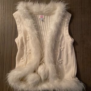 White faux fur vest